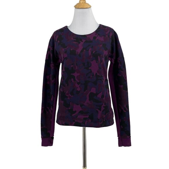 Nike Sweatshirt Womens XS Extra Small Plum Purple Tech Fleece Camo Crew Thermal - Picture 1 of 16